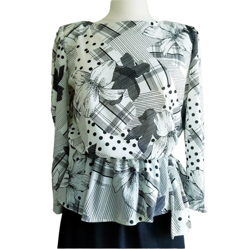 1980s T Fe, Made in USA, Black‎ & White Dress